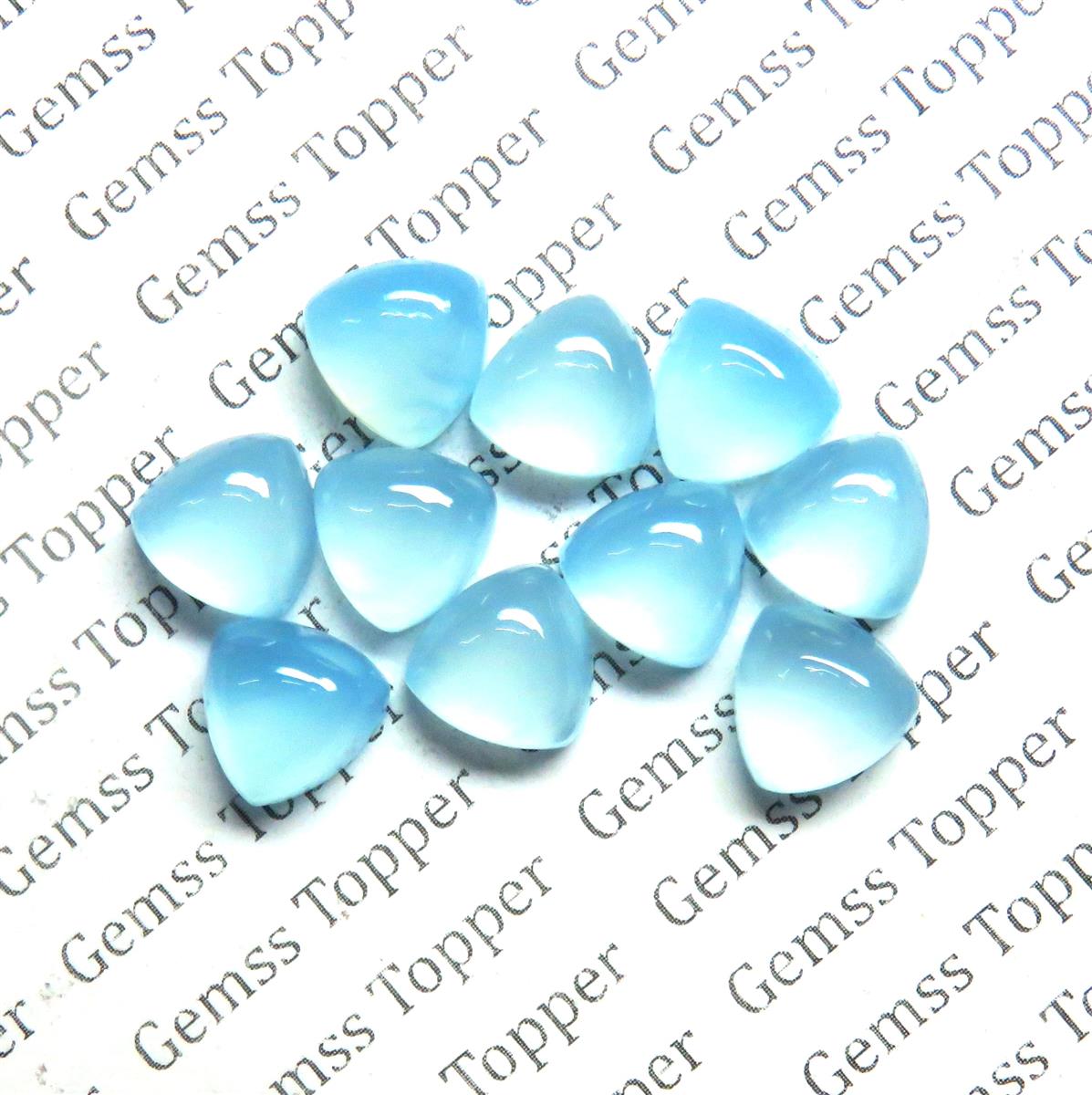 Blue Topaz  Chalcedony 10x10 mm Trillion Cabochon